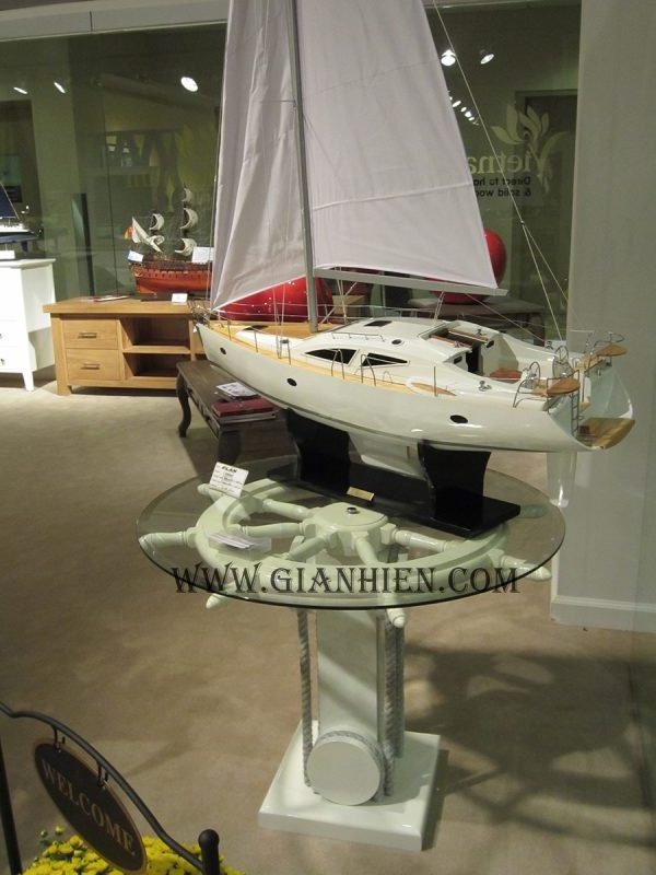 SHIP WHEEL TABLE WHITE PAINTED - WOODEN MODERN YATCH MODEL HIGH QUALITY PRODUCT MADE IN VIETNAM