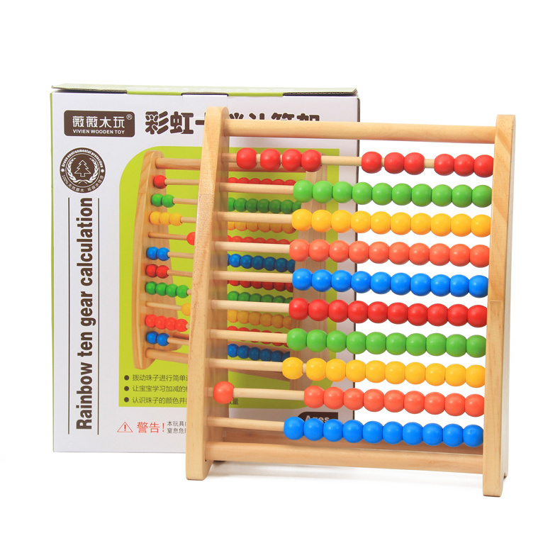 High Quality Rainbow Soroban Abacus Frame Counting Beads Frame Classic Wooden Educational Counting Toy With 100 Beads Kid Toy