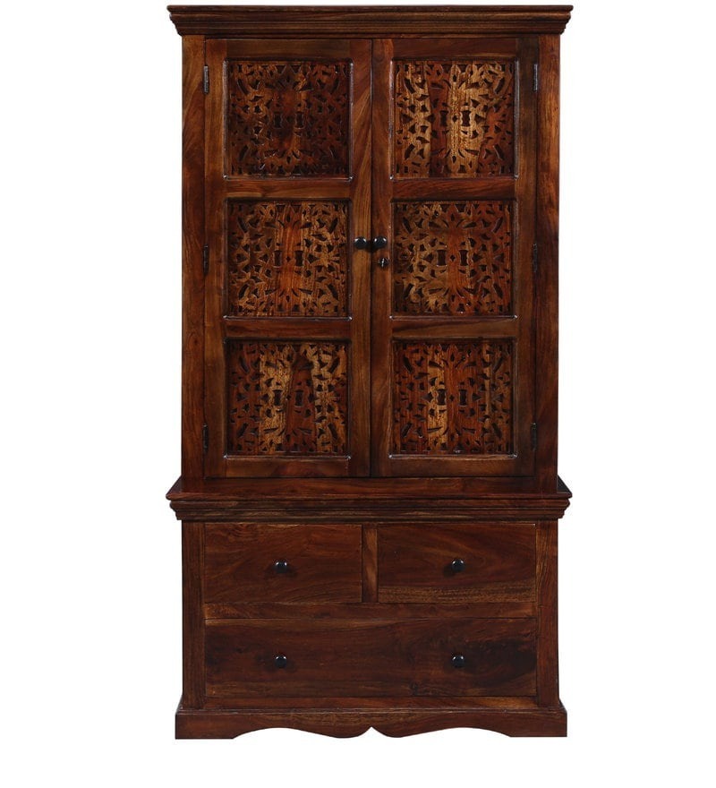 Solid Sheesham Wood Wardrobe for Bedroom & Home Furniture Simple Modern Style Wooden Solid Wood Wardrobe