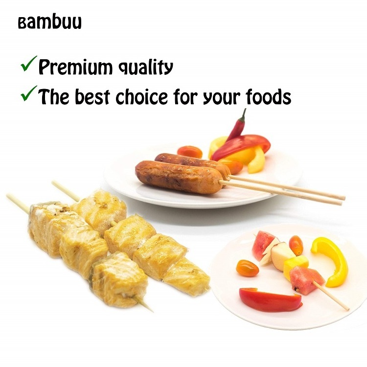 Bamboo skewer Sticks  Safe For Kids Design  Disposable Biodegradable Skewers Outdoor BBQ/Firepit, Hot Dogs, Kebab