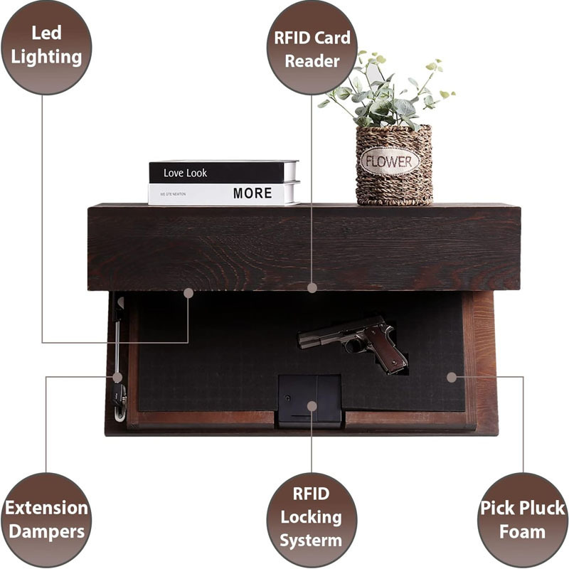 Husband Gift-Rustic Floating Shelf with Hidden Compartment for Gun Storage  Wall Shelves for Living Room Decor