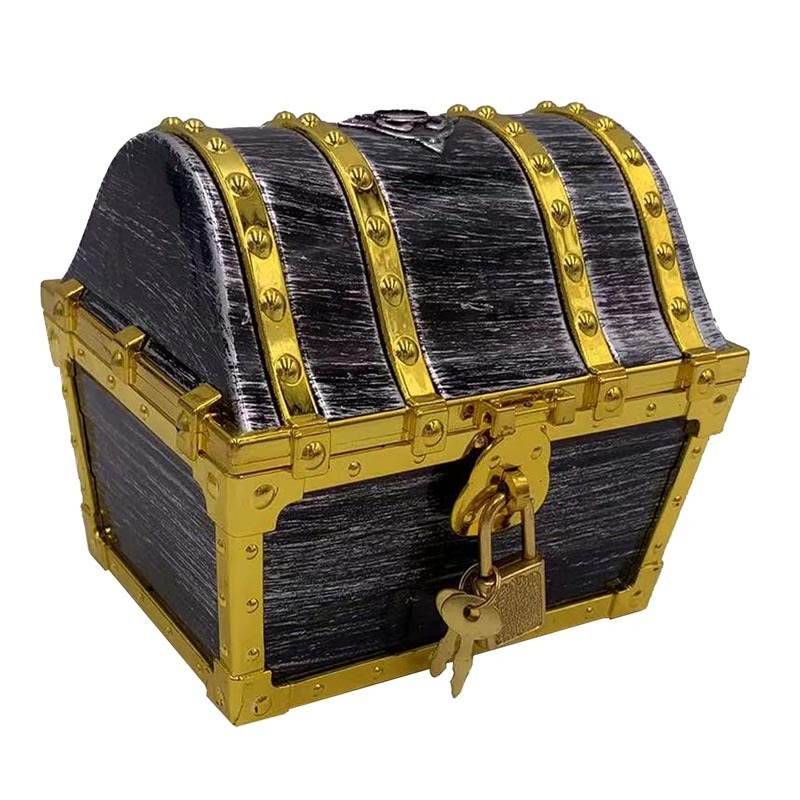 Kids Pirate Treasure Chest Storage Box, Decorative Pirate Chest with Lock and Key for Kids Birthday,Halloween, Christmas