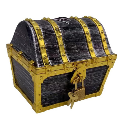 Kids Pirate Treasure Chest Storage Box Decorative Pirate Chest with Lock and Key for Kids Birthday Halloween Christmas BestSuppliers