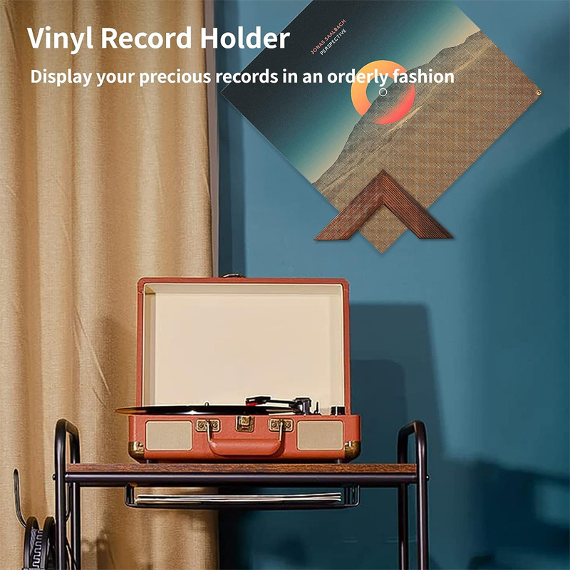 Book Record Display Wall Mount with Sticky Transparent Tapes Hanging on the Wall 4 Set Pine Wood Album Shelf