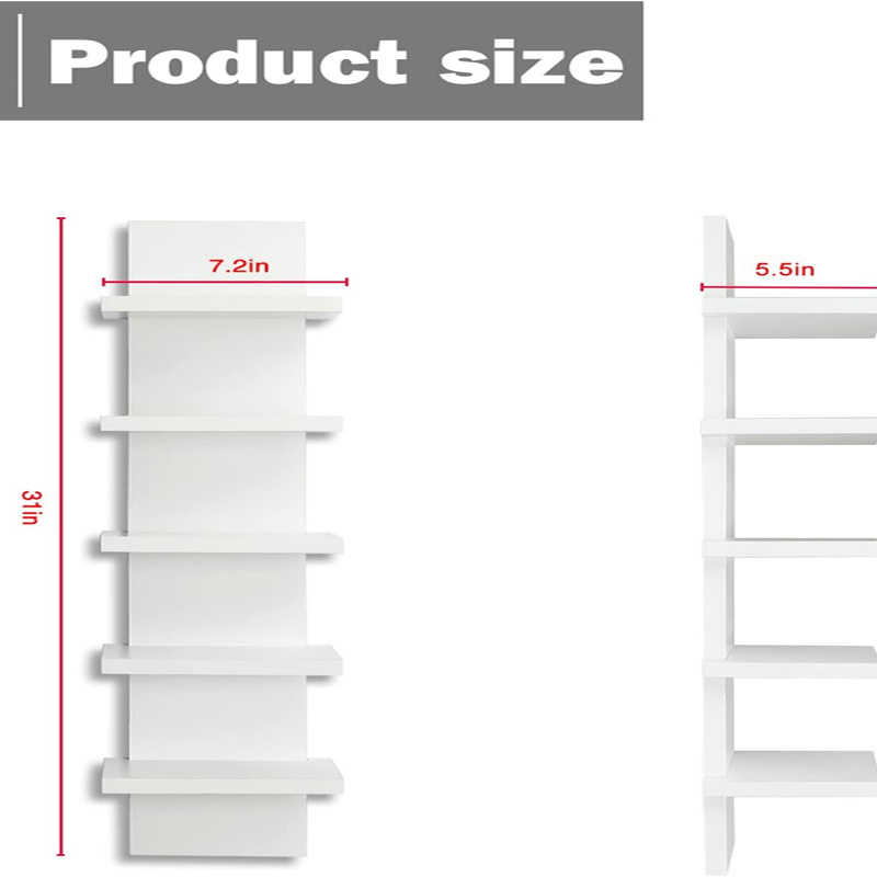 Wall Shelf Unit White Vertical Floating Shelf-Narrow Decorative for Bedrooms Living Rooms Wall Mount Modern Wall Decor Shelves