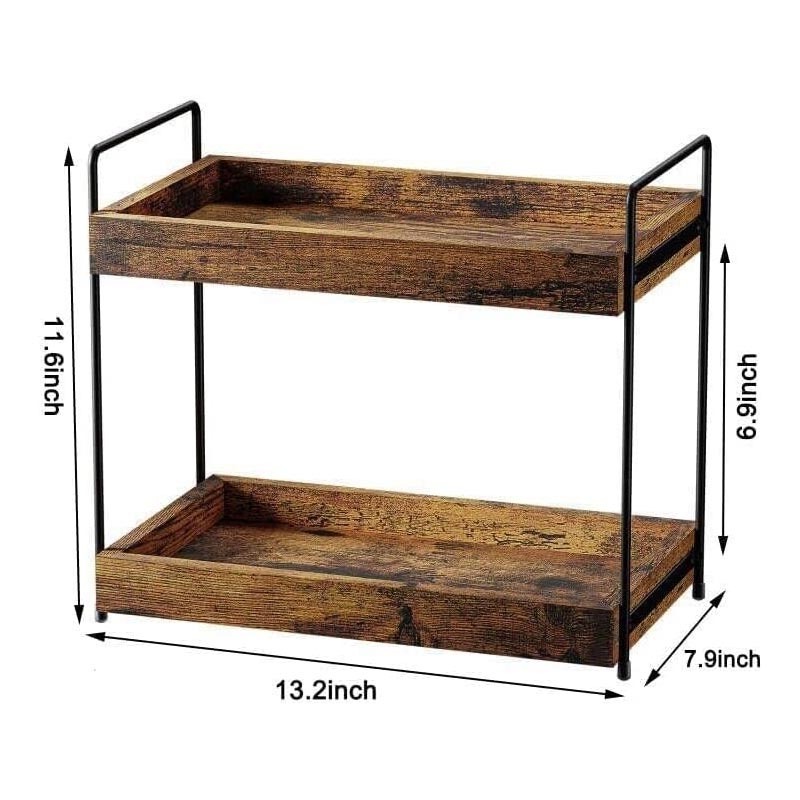 Tier Bathroom Counter Organizer Wood Bathroom Storage Shelf Spice Rack for Kitchen Countertop Vanity Tray Makeup