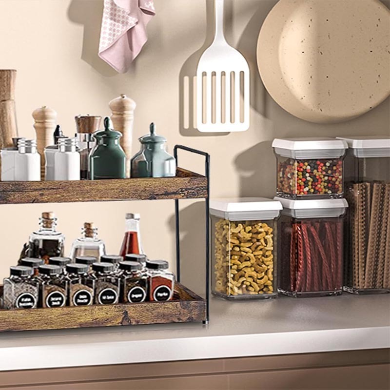 Tier Bathroom Counter Organizer Wood Bathroom Storage Shelf Spice Rack for Kitchen Countertop Vanity Tray Makeup