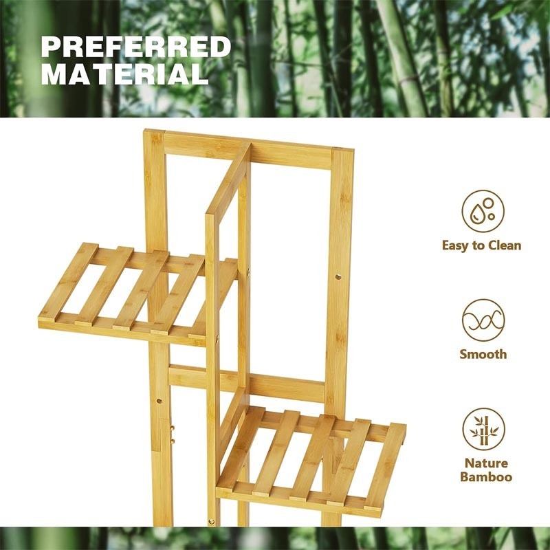 Bamboo Plant Stand Indoor Tall Plant Shelf Outdoor for Multiple Plants 6 Tier 7