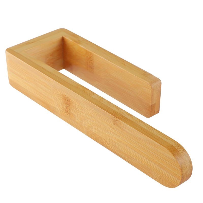 Towel Holder - Self Adhesive Bamboo Towel Rack, Decorative Natural Wooden Towel Rail for Bathroom, 8 Inch Wall Mounted Towel