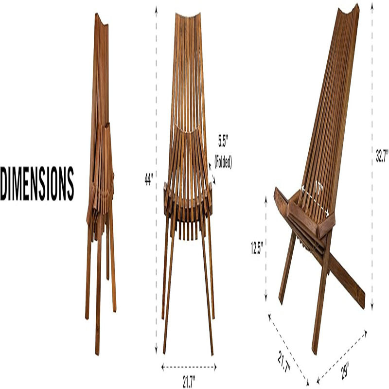 Wooden Folding Chair for Outdoor, Low Profile Acacia Wood Lounge Chair with  Certified Acacia Wood, Fully Assembled