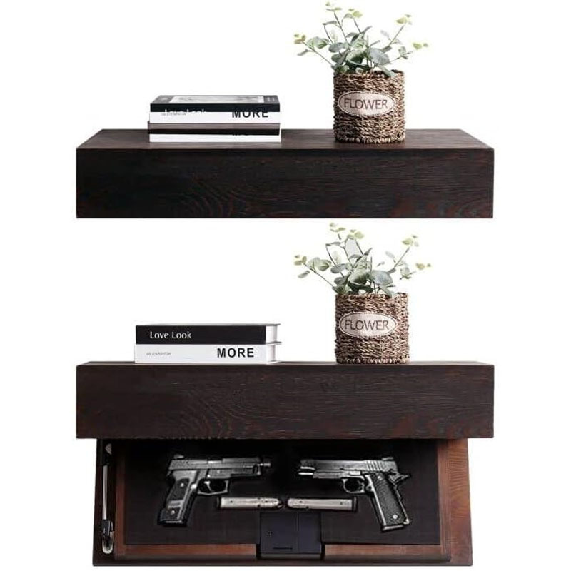 Husband Gift-Rustic Floating Shelf with Hidden Compartment for Gun Storage  Wall Shelves for Living Room Decor