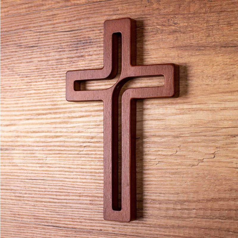 Wholesale Custom Home Decoration Easy Install Faith Accent Hanging Cross 10Inch Brown Wooden Cross Wall Cross