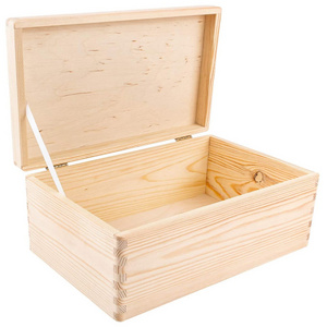 Wood Keepsake Chest Plain Unpainted Gift Box for Tool Toy Shoes Crafts Clothes Jewelry Large Wooden Storage Box with Hinged Lid