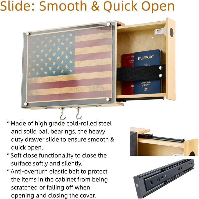 Wall Shelf Gun Safe, Handmade Wooden Box Storage  Pistols Wall Cabinet with Magnetic Lock