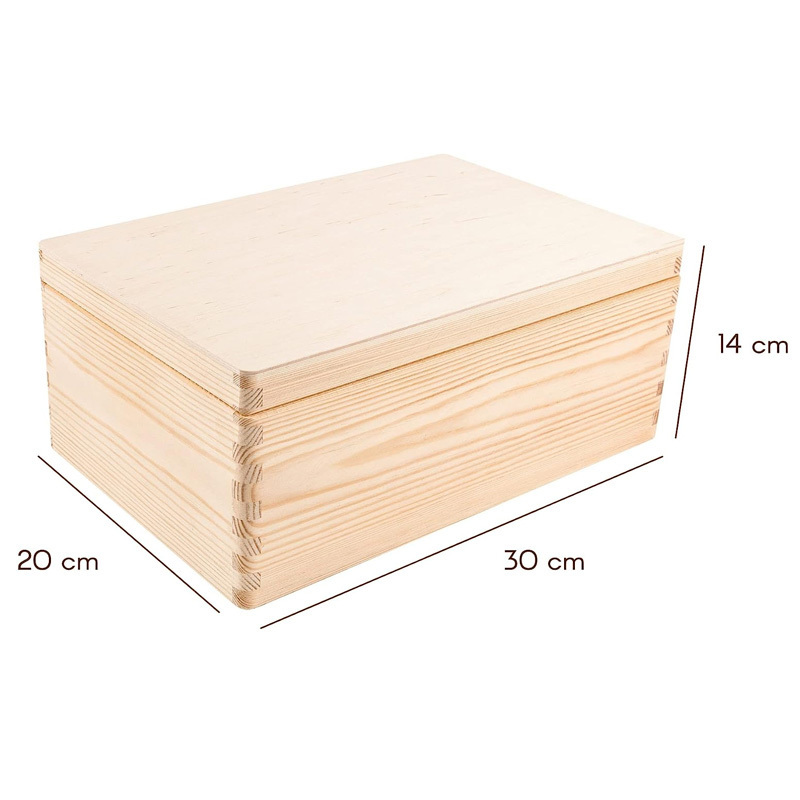 Wood Keepsake Chest Plain Unpainted Gift Box for Tool Toy Shoes Crafts Clothes Jewelry Large Wooden Storage Box with Hinged Lid