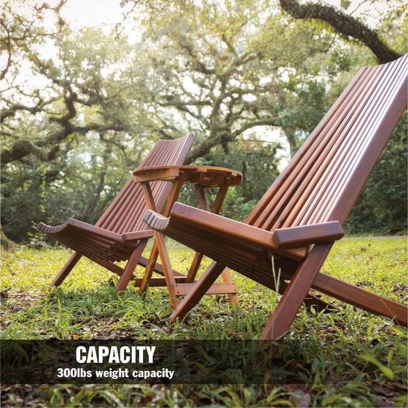 Wooden Folding Chair for Outdoor, Low Profile Acacia Wood Lounge Chair with  Certified Acacia Wood, Fully Assembled