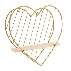 Floating Wall Shelf Metal Gold Heart Floating Shelves Bedside Cute Romantic Modern Wall  Gifts for Nursery Room Kids Children