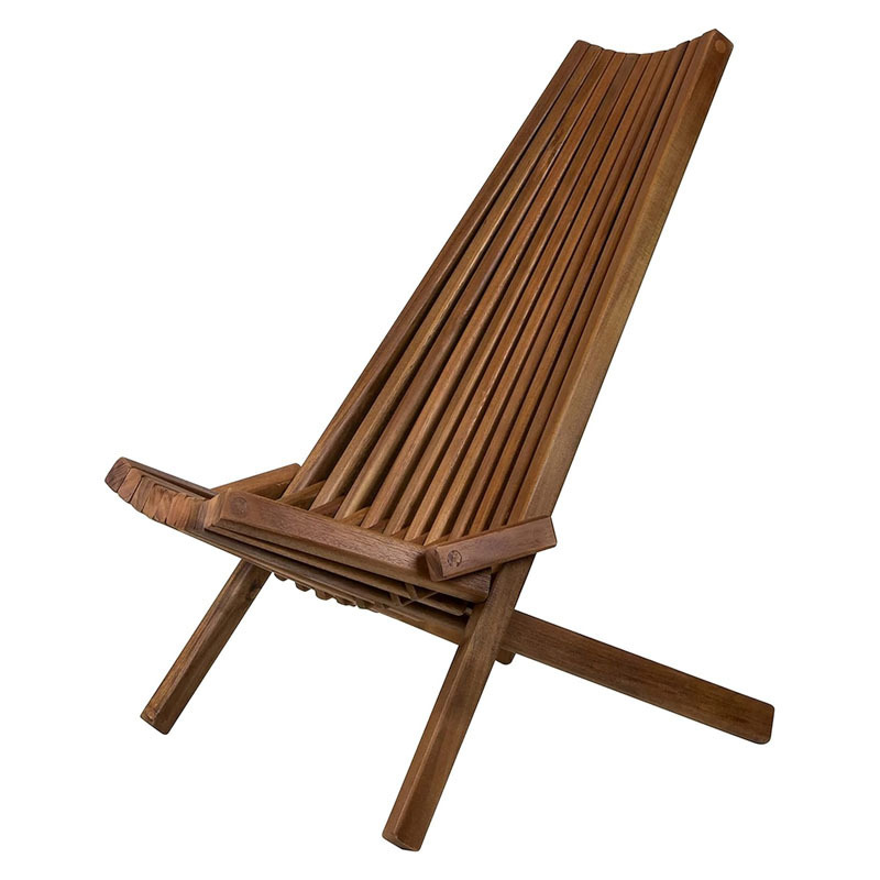 Wooden Folding Chair for Outdoor, Low Profile Acacia Wood Lounge Chair with  Certified Acacia Wood, Fully Assembled