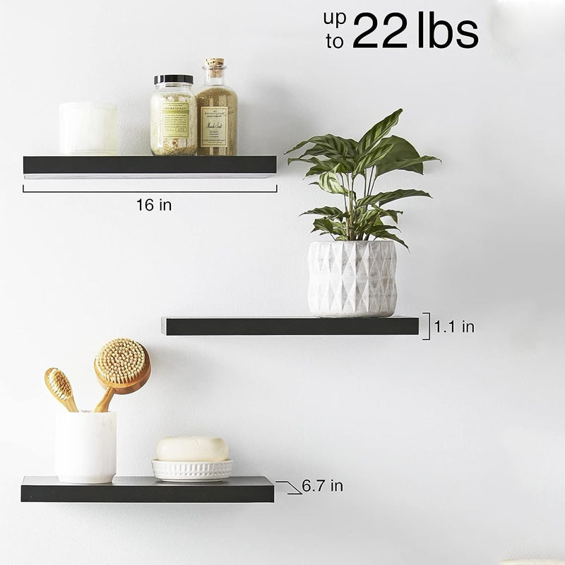 Farmhouse Decor Wall Shelves Wall Mounted Rustic Beautiful Black Wood Shelves for Bathroom Floating Shelves