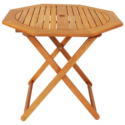 Meranti Wood Octagon Outdoor Folding Patio Table - Teak Oil Finish Wood Outdoor  Dining  Extendable Folding Top Table