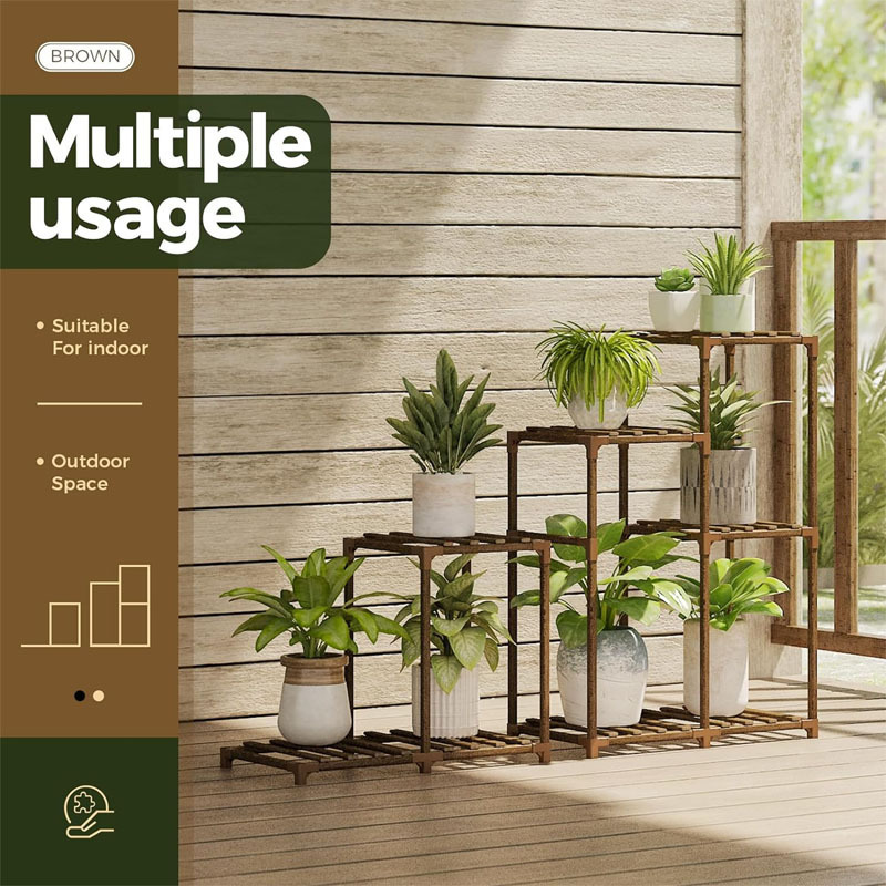 Plant Stand Indoor Corner  Shelf Wood Plant Holder 8 Pots for Multiple  Home Decor for Gardening Gifts