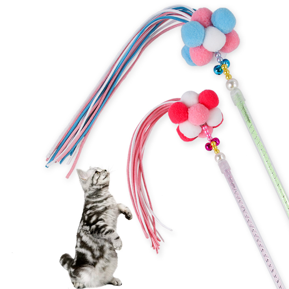 Amazon's new pet toys Korean hair ball candy color funny cat interactive toy cat supplies funny cat stick