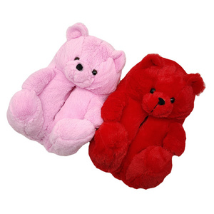 wholesale cross-border hot teddy bear plush slippers teddy bear slippers