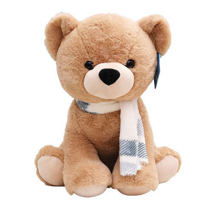 Q version cute scarf bear short plush animal doll soft cute doll doll dog plush toy one generation baby soft toy set