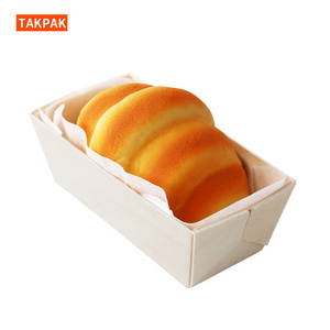 Factory Baking Pan Disposable Wooden Muffin Loaf Brownie Meal Fruit Bakeware Biodegradable Bread Baking Mold With Baking Paper