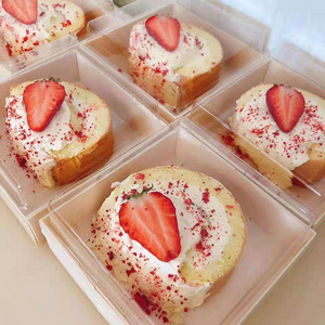 Biodegradable Wooden Food Container Dessert Bakery Pastry Cake Veneer Cheese Sushi Charcuterie Board Packing Box With Clear Lid