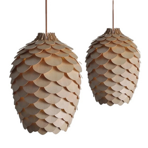 Nordic Designer Chandelier Led Luxury Light For Living Room Dining Kitchen Decorate Wood Pinecone Pendant Lamp Modern