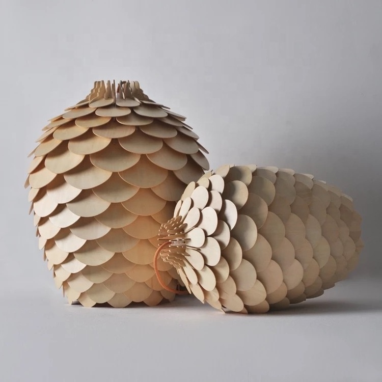 Nordic Designer Chandelier Led Luxury Light For Living Room Dining Kitchen Decorate Wood Pinecone Pendant Lamp Modern