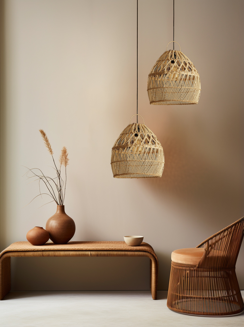 Hand Made Lampada De Rattan Bamboo Drop Lights For Bedroom Living Room Wicker Retro Lamp Oversizedr Rattan Ceiling Light