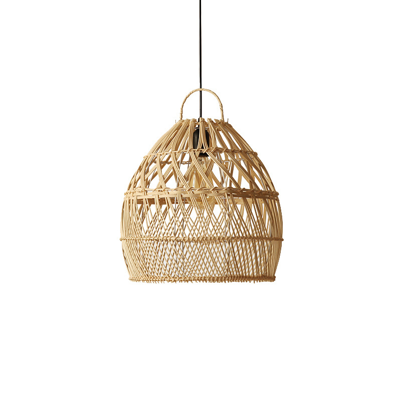 Hand Made Lampada De Rattan Bamboo Drop Lights For Bedroom Living Room Wicker Retro Lamp Oversizedr Rattan Ceiling Light