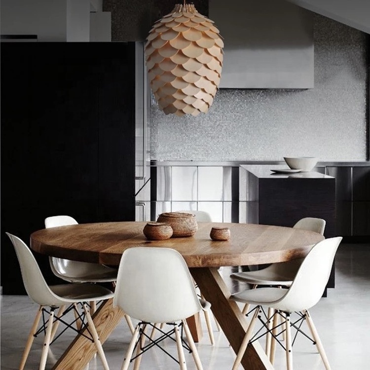 Nordic Designer Chandelier Led Luxury Light For Living Room Dining Kitchen Decorate Wood Pinecone Pendant Lamp Modern