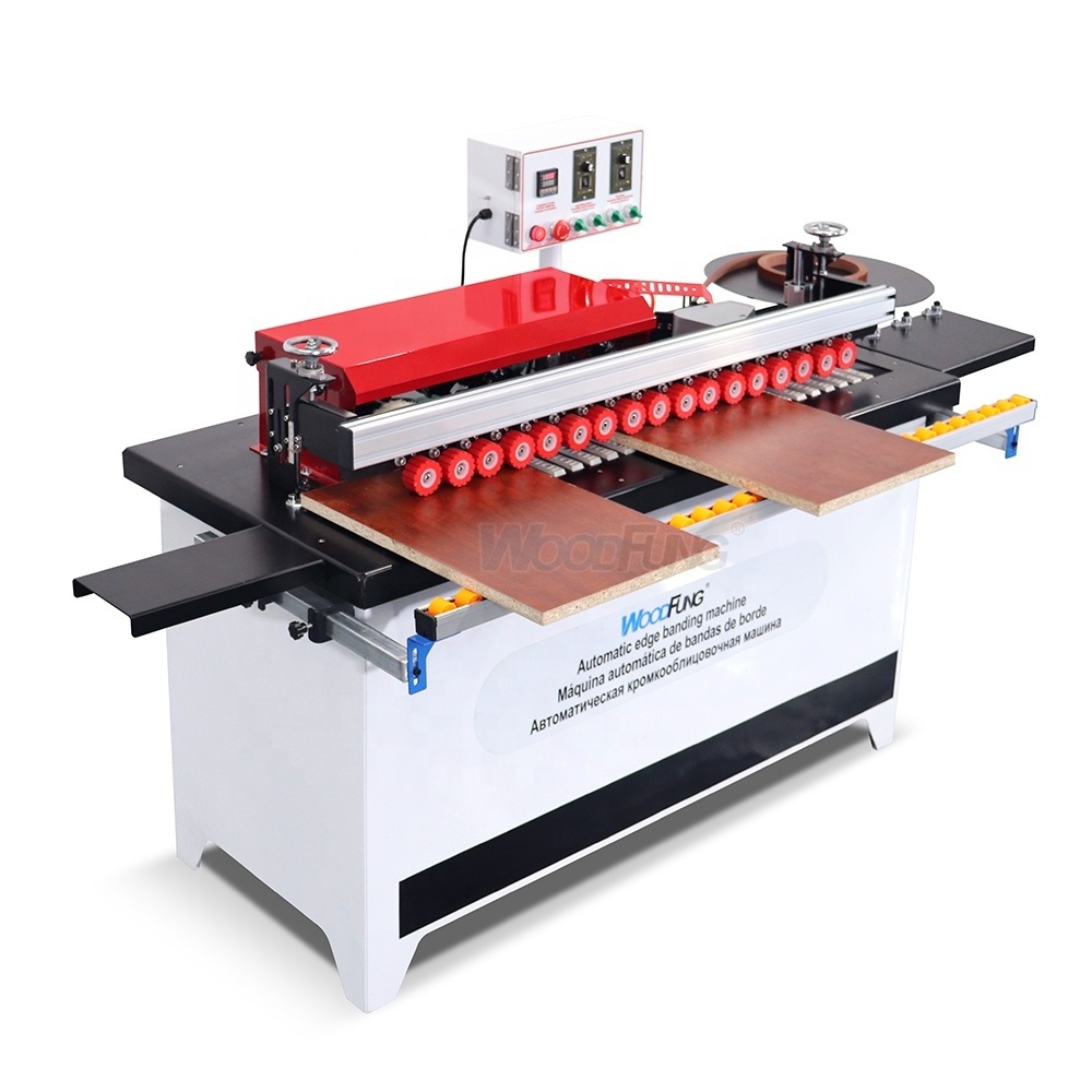 automatic mini edge banding machine with gluing and trimming for pvc with pro-filling press roller