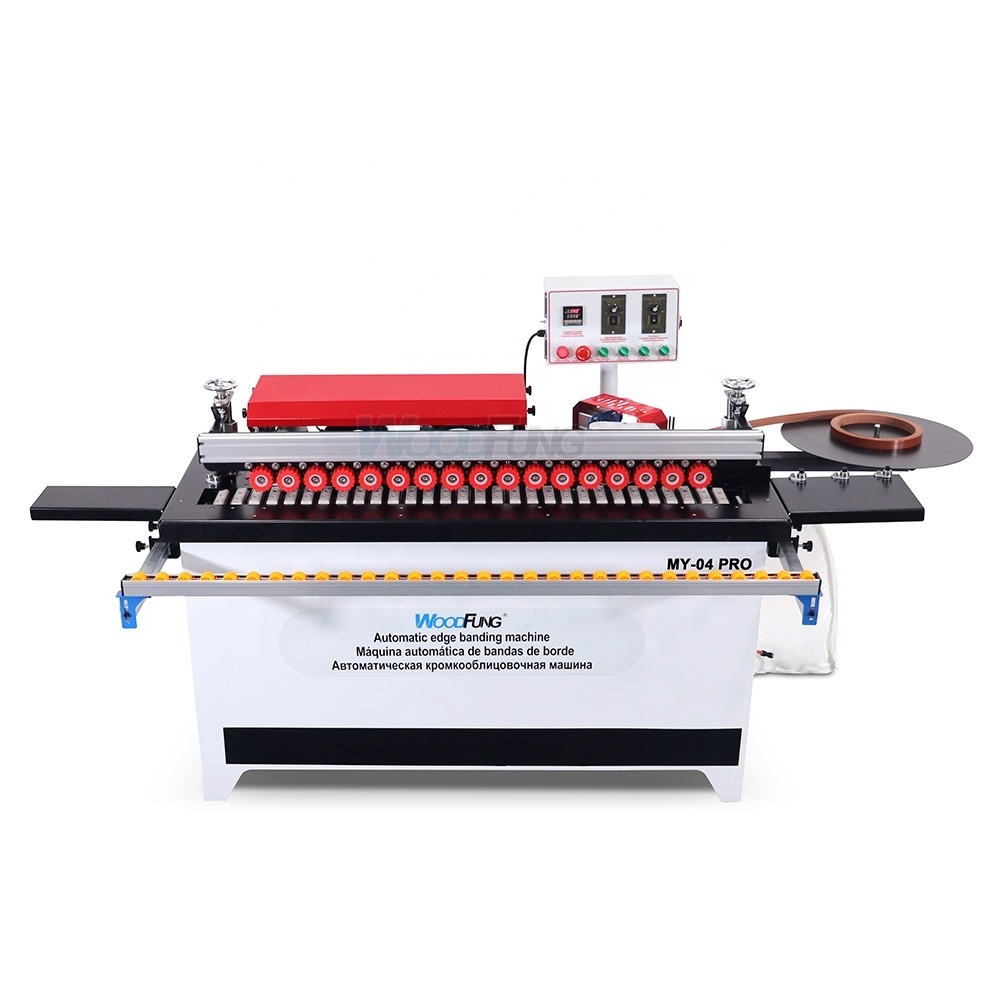 automatic mini edge banding machine with gluing and trimming for pvc with pro-filling press roller