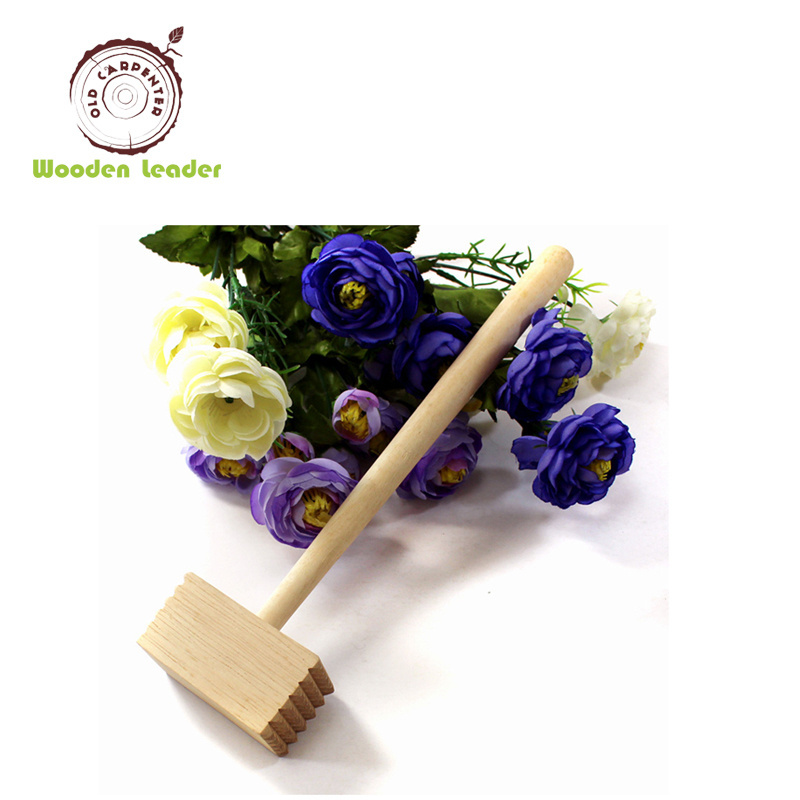 Hot Selling High Quality Kitchenware Utensil Tenderiser Wooden Meat Tool Mallet With SharpTeeth