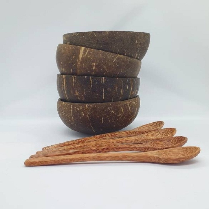 Free shipping natural coconut shell bowls eco friendly customized logo Coconut bowl with spoon