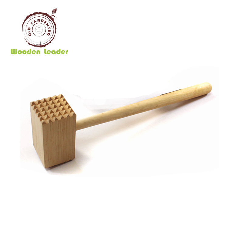 Hot Selling High Quality Kitchenware Utensil Tenderiser Wooden Meat Tool Mallet With SharpTeeth