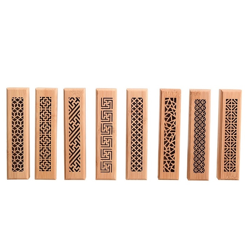 High Quality Chinese Handcraft Incense Sticks Burner Storage Box Rectangle Drawer Bamboo Wooden Incense Box