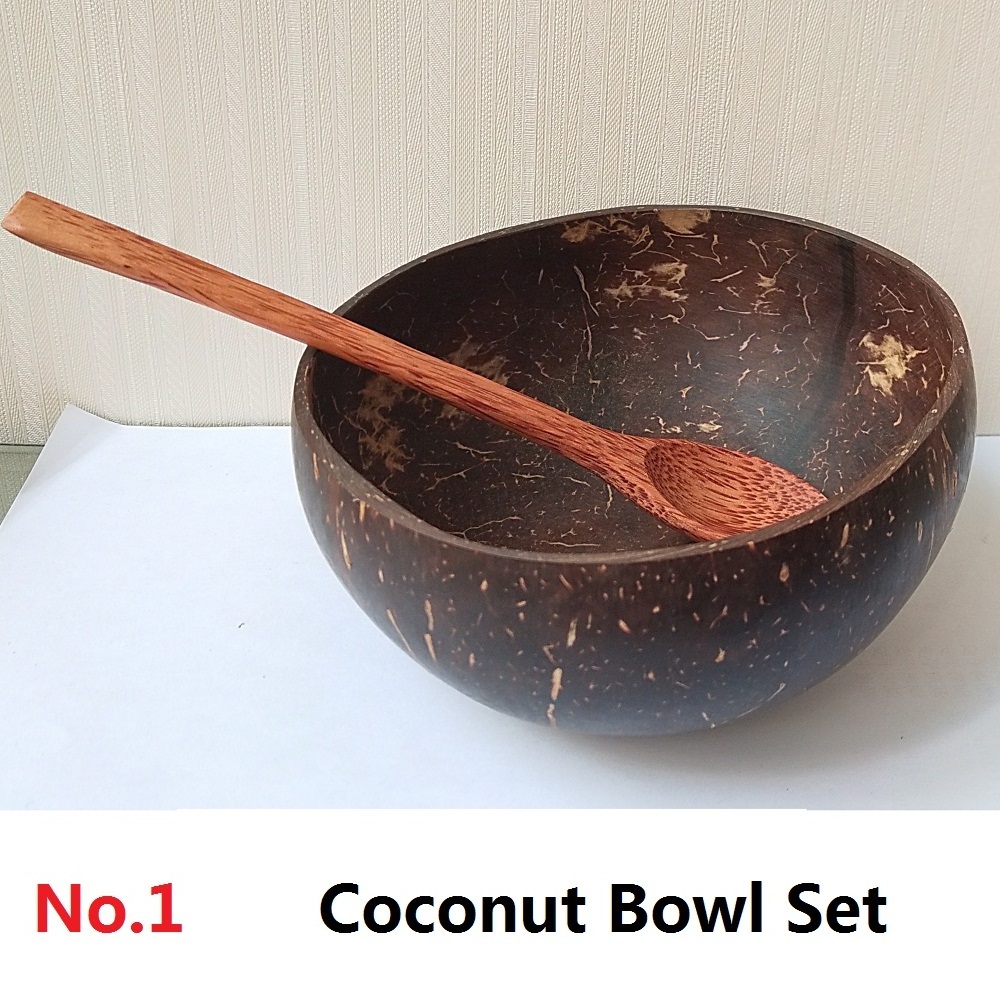 Free shipping natural coconut shell bowls eco friendly customized logo Coconut bowl with spoon