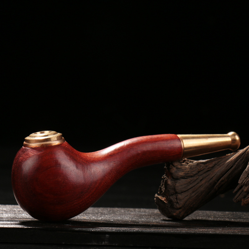 Wholesale Solid Wood Bent Handmade Smoking Pipe Tip Filter Mouthpiece Men's Portable Dry Tobacco Pipe