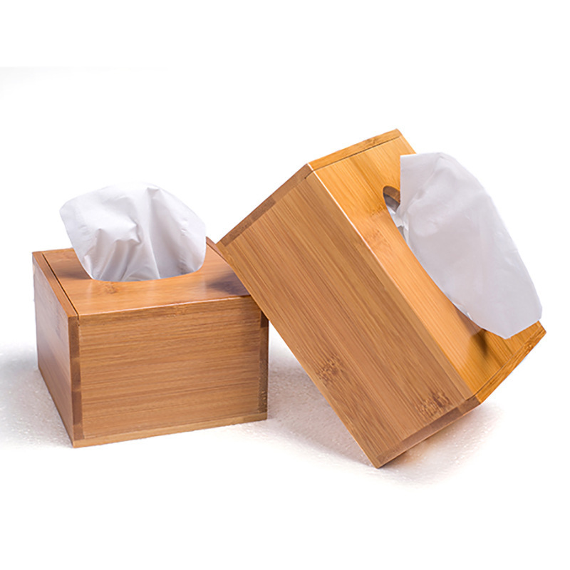 Wholesale Customize Modern Reusable Napkin Holder Organizer Customize Home Dispenser Cover Square Bamboo Facial Tissue Box