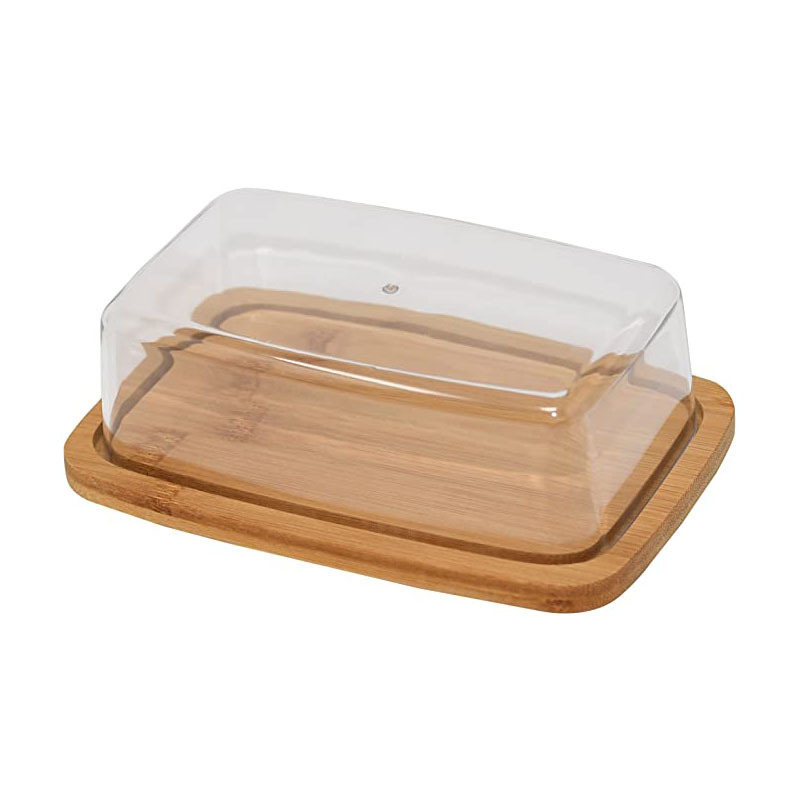 Zero Waste Bamboo Cutting & Cheese Board Serving Tray Butter Container Butter Dish With Clear Acrylic Cover