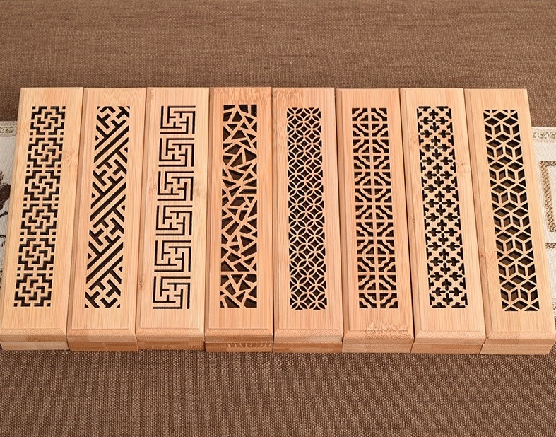 High Quality Chinese Handcraft Incense Sticks Burner Storage Box Rectangle Drawer Bamboo Wooden Incense Box