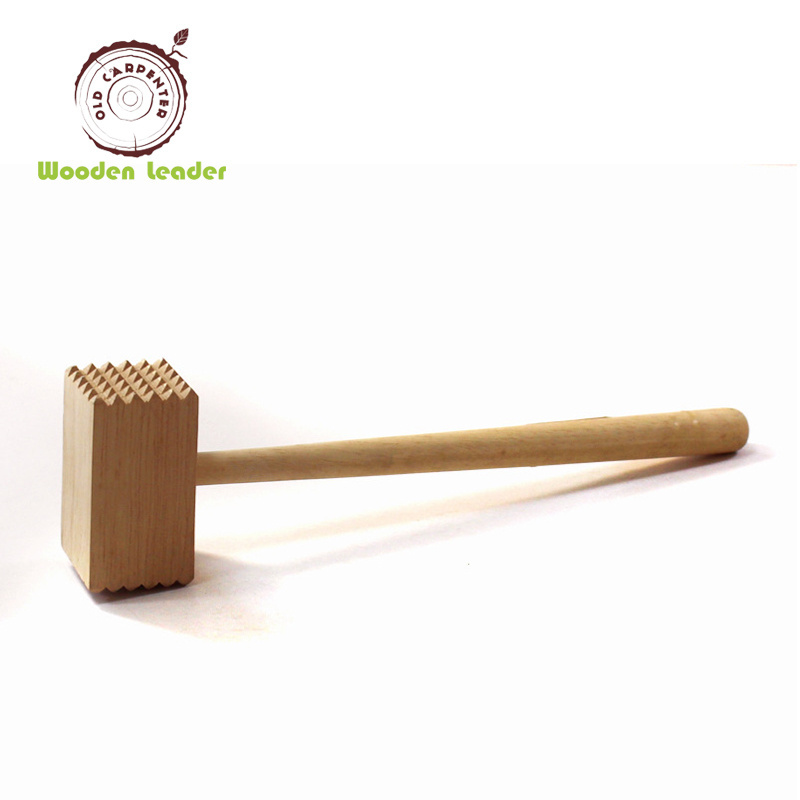 Hot Selling High Quality Kitchenware Utensil Tenderiser Wooden Meat Tool Mallet With SharpTeeth