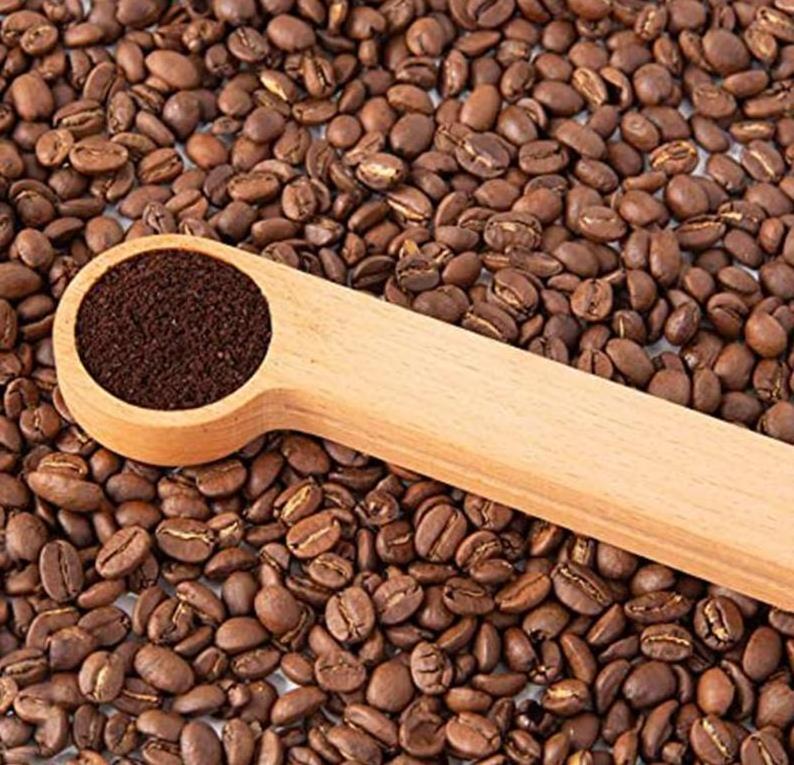 Hot Sale Customized Logo Long Handle Natural Beech Wood Coffee Measuring Spoon with Bag Clip