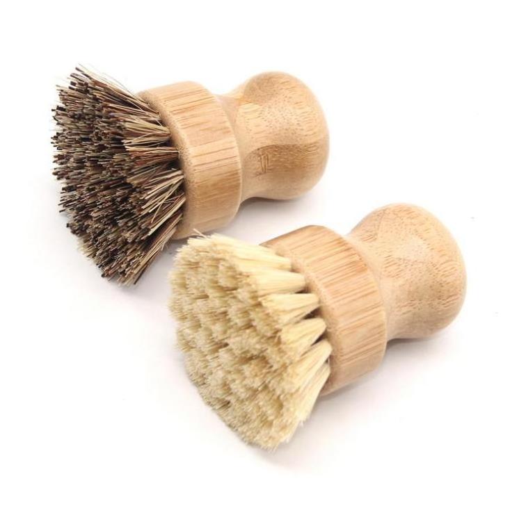 Natural Bristle Brush With bamboo handle Pot Brush Dishwasher Cleaning Brush for Kitchen