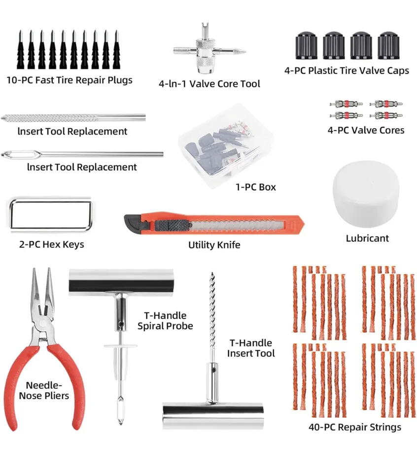 Tire Repair Kit Tools 70Pcs Heavy duty Tool Tire Repair Plug Tire Patch